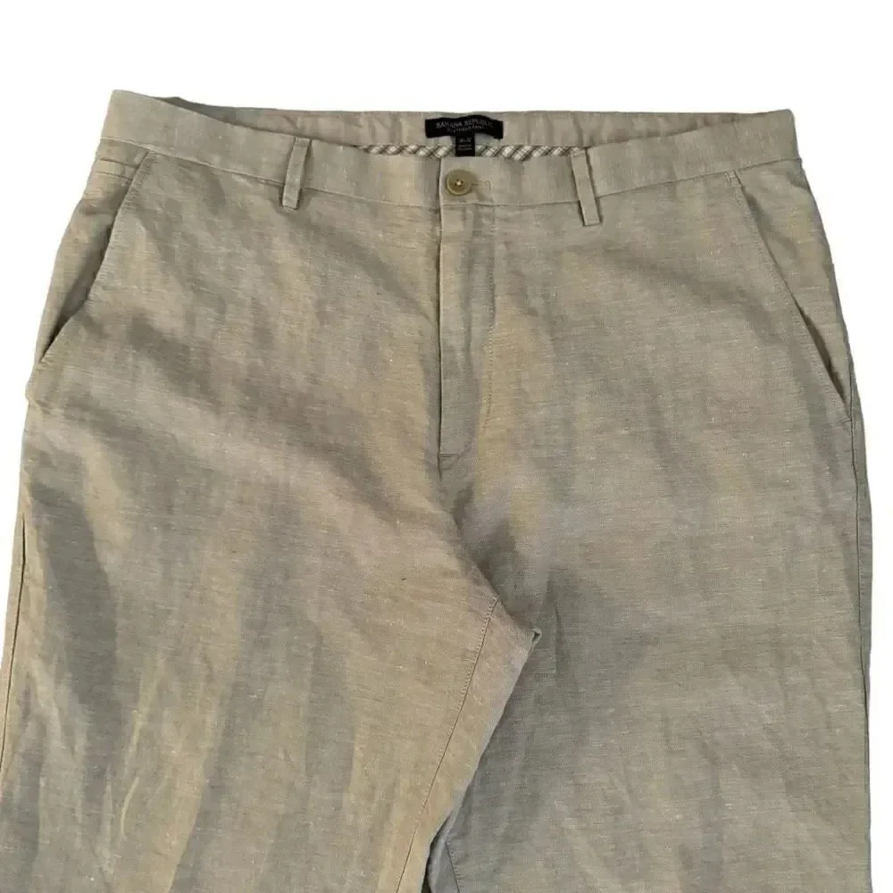 Banana Republic Kentfield Pant Mens Linen Cotton Blend  Beige SZ 38 # 1940